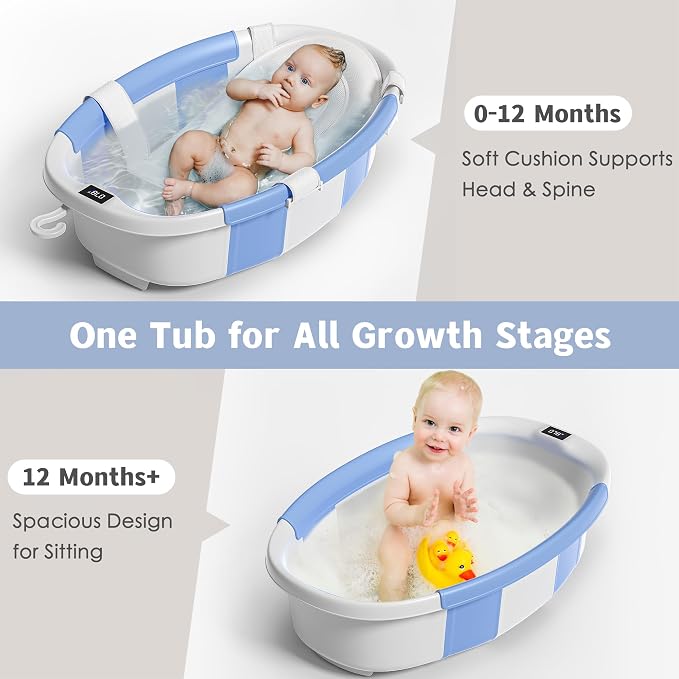 Collapsible Baby Bathtub for Newborn to Toddler 0-36 Months, Spacious Foldable - Image 2