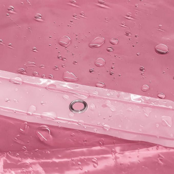 Barossa Design Extra Long Clear Pink Shower Curtain Liner - Image 6
