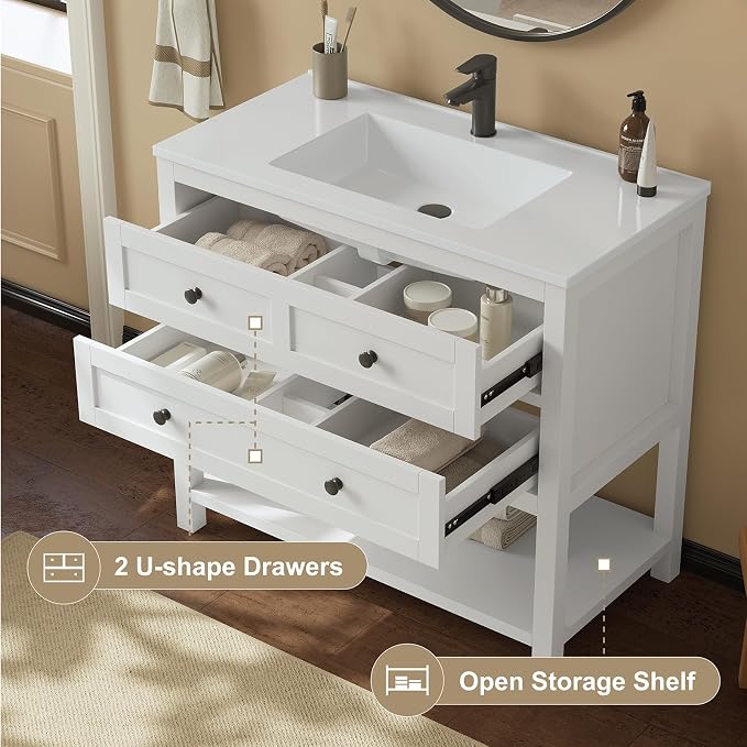 36 Inch Bathroom Vanity with Sink, Modern Bathroom Single Sink Vanity, Storage - Image 2