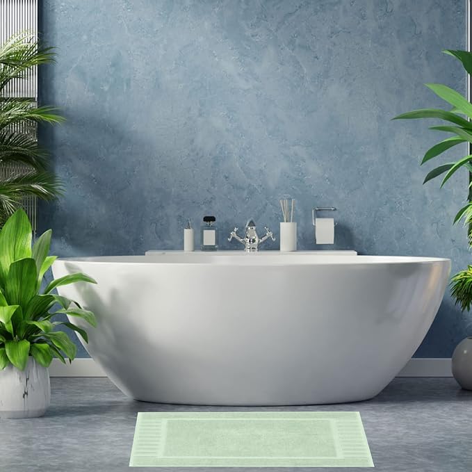 White Classic Luxury Bath Mat Floor Towel Set - Image 8