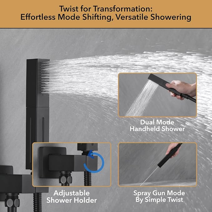 VANFOXLE Shower Faucet Set Matte Black Shower System, Shower Faucet - Image 4