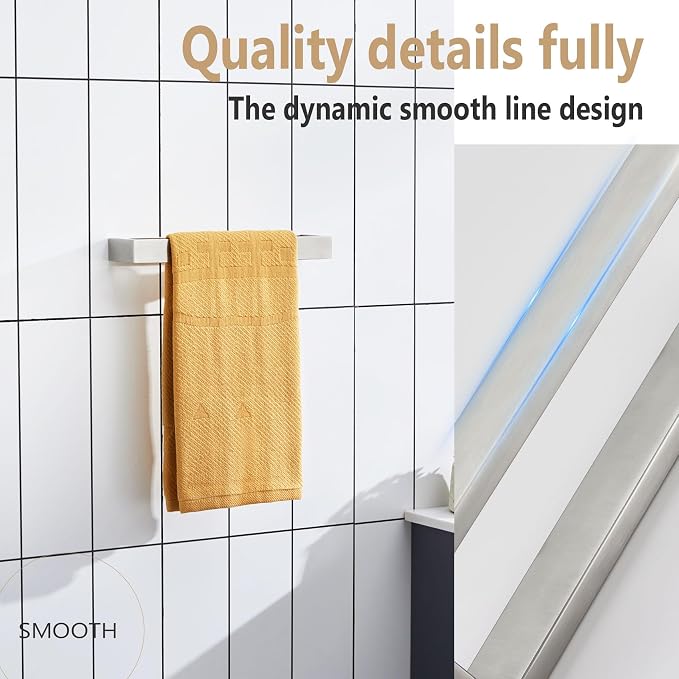 KOKOSIRI Towel Bar Brushed Nickel Hand Towel Hanger Holder 12-Inch Kitchen Rack - Image 7