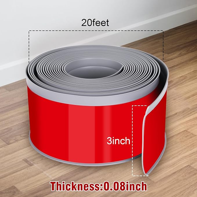 Vinyl Baseboard Molding Trim 3 Inch x 20 Feet Peel and Stick Baseboard Trim - Image 2