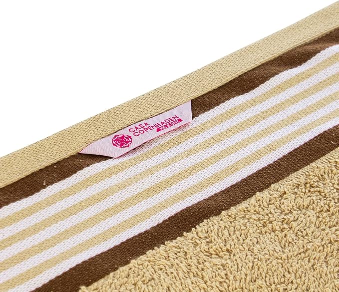 CASA COPENHAGEN He & She 4 Pieces Large Bath Towel Set- Brown + Beige, 550 GSM - Image 8