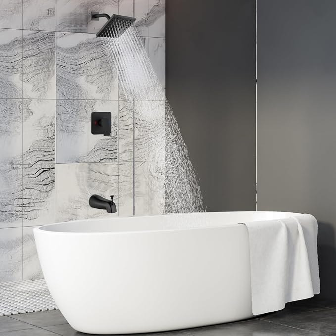 Heyalan Bathtub Shower Faucet Set, 6 Inch Square Trim Kit - Image 5