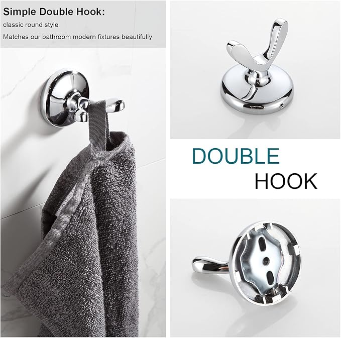BGL Bathroom Hardware Set, Chrome Adjustable Expandable Towel Bar 4-Piece - Image 6