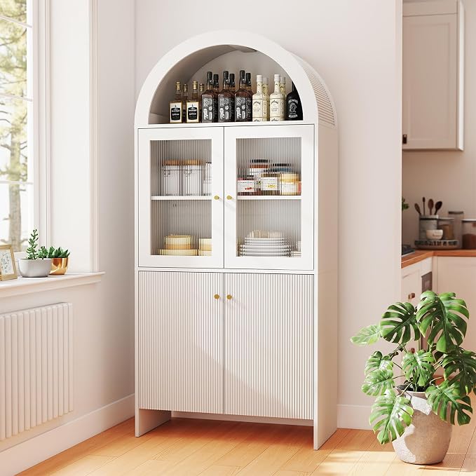 69" Tall Arched Kitchen Pantry Cabinet, 5-Tier Dome Cabinet - Image 8