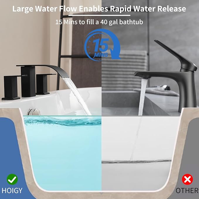 RUMOSE Matte Black Roman Bathtub Faucet Set Waterfall Tub Faucets High Flow - Image 4