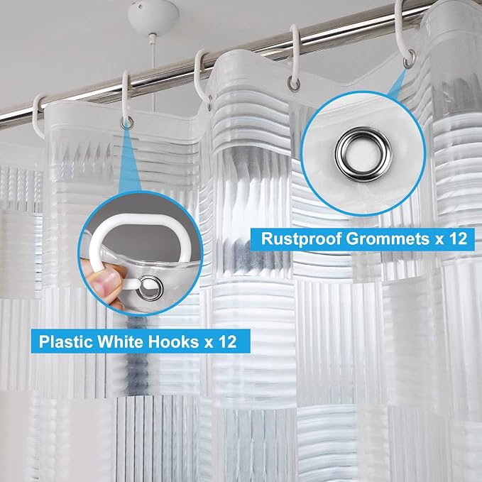 EurCross EVA Clear Shower Curtain or Liner 72 x 72 inches, Transparent Heavy - Image 6
