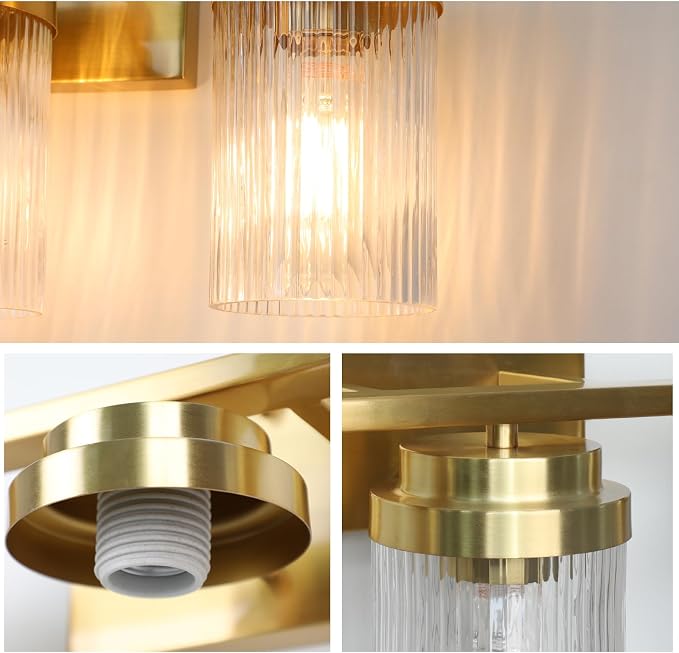 Gold Bathroom Light Fixtures 3 Lights Vanity Light - Image 3