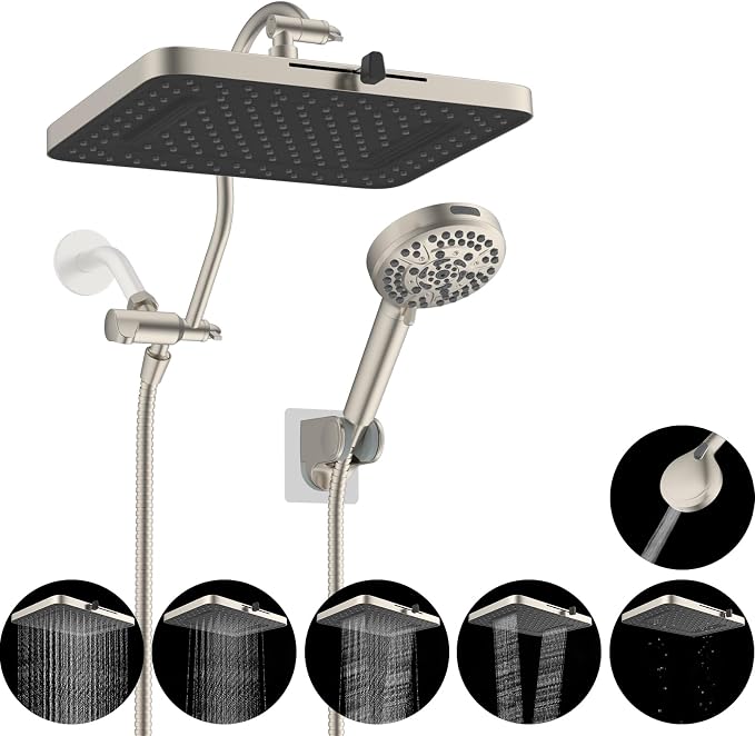 Hibbent cUPC Certified High Pressure 13'' Dual Shower Head Combo by Hibbent