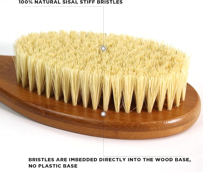 ICANdOIT-17.71Inch Natural Stiff Sisal Bristles Anti-Slip Long Handle Bath Brush - Image 4