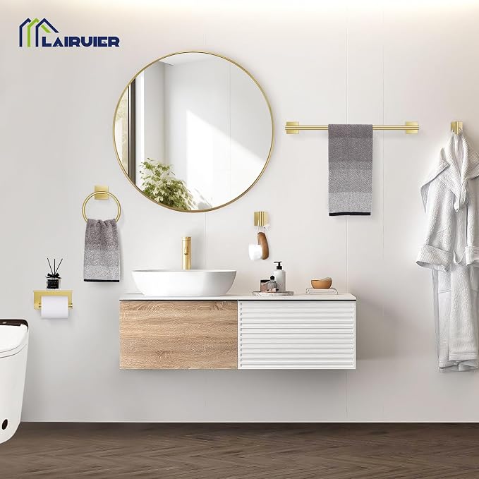 5 Pieces Brushed Gold Bathroom Hardware Set, SUS304 Stainless Steel Bathroom - Image 6