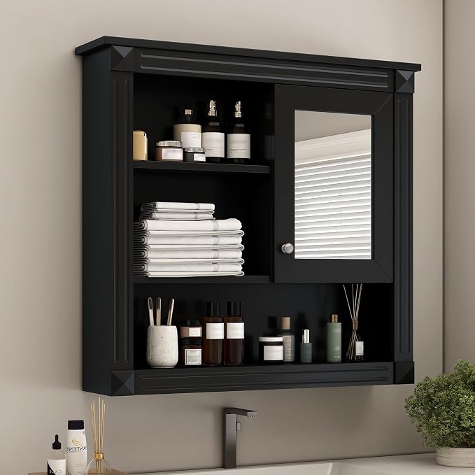 32'' Black Bathroom Wall Cabinet - Image 7