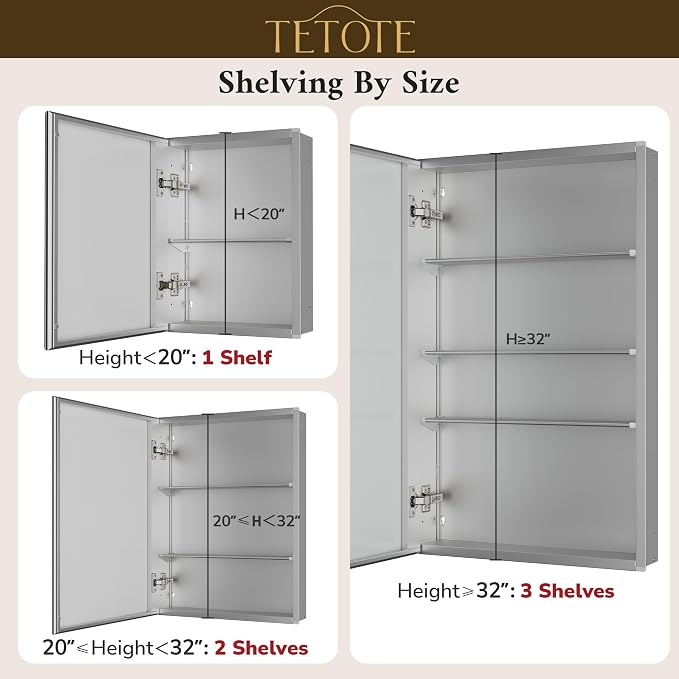 TETOTE 24 x 32 Bathroom Mirror Cabinet - Image 8