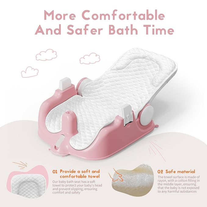 BabyBond Baby Bath Seat with Sitting & Lying 2 Modes, 3-Speed Adjustment - Image 3