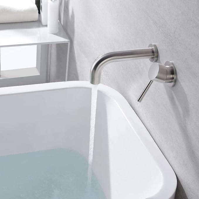 SUMERAIN Tub Faucet Brushed Nickel Wall Mount Bathtub Faucet Single Handle - Image 5