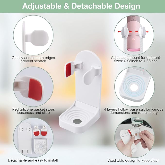 Boperzi 2 Pack Electric Toothbrush Stander and Toothbrush Holder Wall Mounted - Image 5