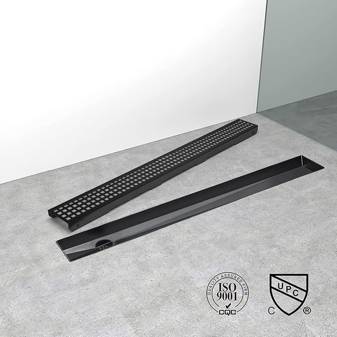 Offset Linear Shower Drain, Matte Black Shower Drain 36 inch - Image 4
