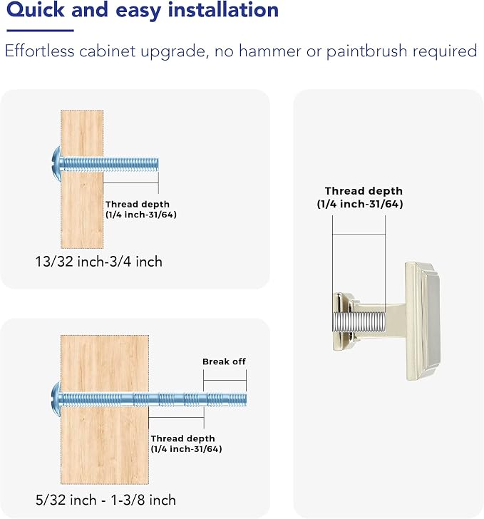 Ravinte Hardware 5 Pack Kitchen Cabinet Pulls Square Drawer Single Hole Handles - Image 3