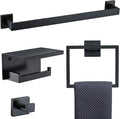 Bathroom Towel Bar Holder Sets Matte Black 4-Piece Bathroom Hardware Set by TQKAG