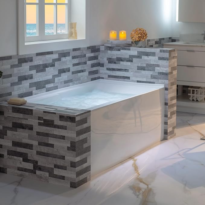 WOODBRIDGE 60" Acrylic Rectangular Alcove Soaking Bathtub in White - Image 10