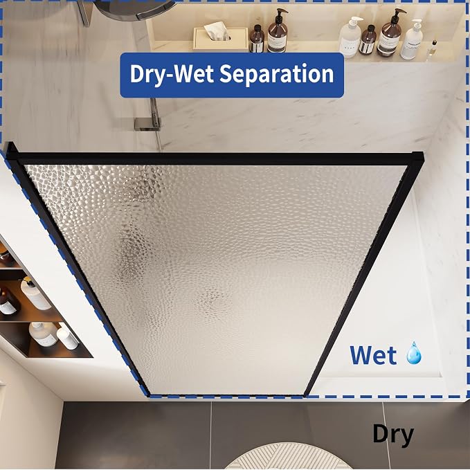 Dimaris Shower Door 30" X 78" Tempered Fluted Glass Framed Shower Screen Shower - Image 7