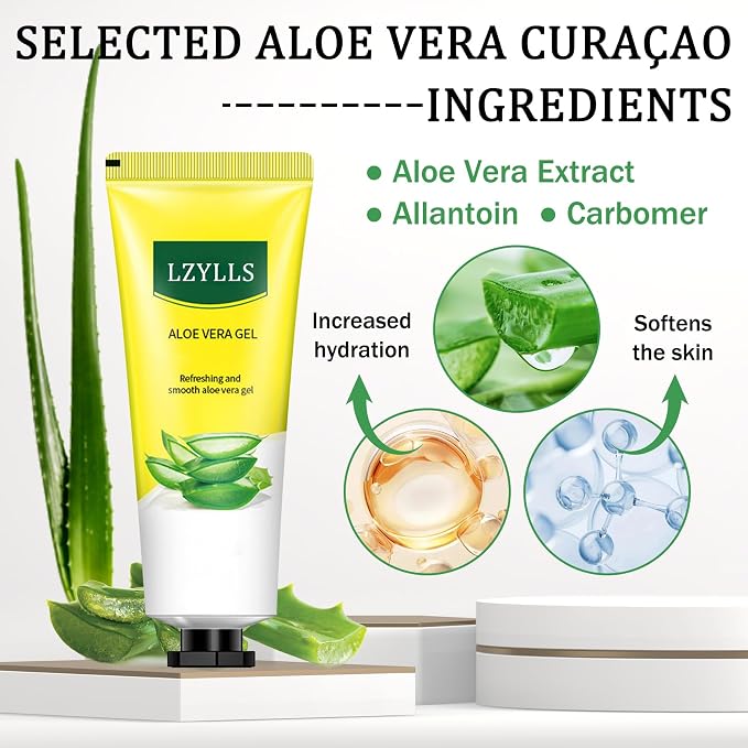 Aloe Vera Gel for Sunburn Relief, Hydrating Travel Size Aloe Vera Gel for Face - Image 2
