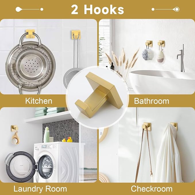 Brushed Gold 5 Pieces Bathroom Hardware Accessories Set Towel Bar Set Towel - Image 5