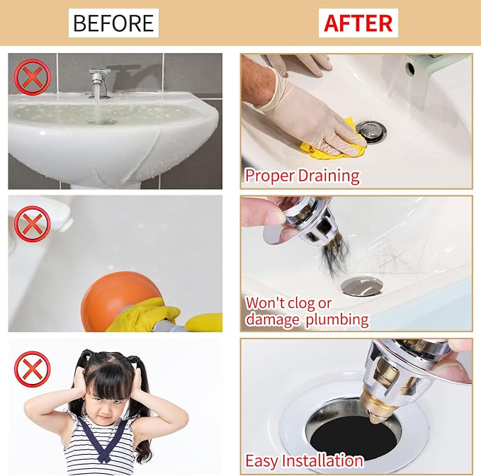 U.S. Standard Bathroom Sink Stopper 1.1"-1.5", Stainless Steel Universal Pop Up - Image 6