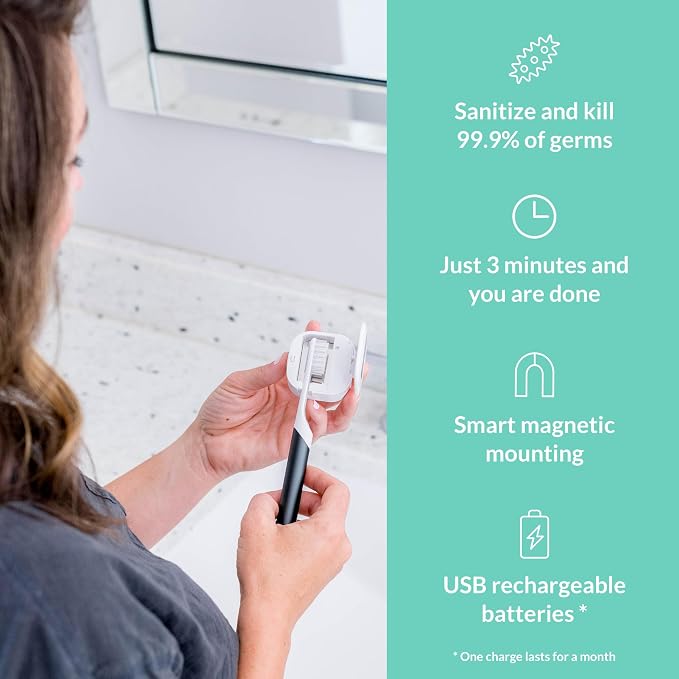 Bril UV-C Toothbrush Sanitizer and Holder, Portable Cleaner, Travel Cover - Image 3