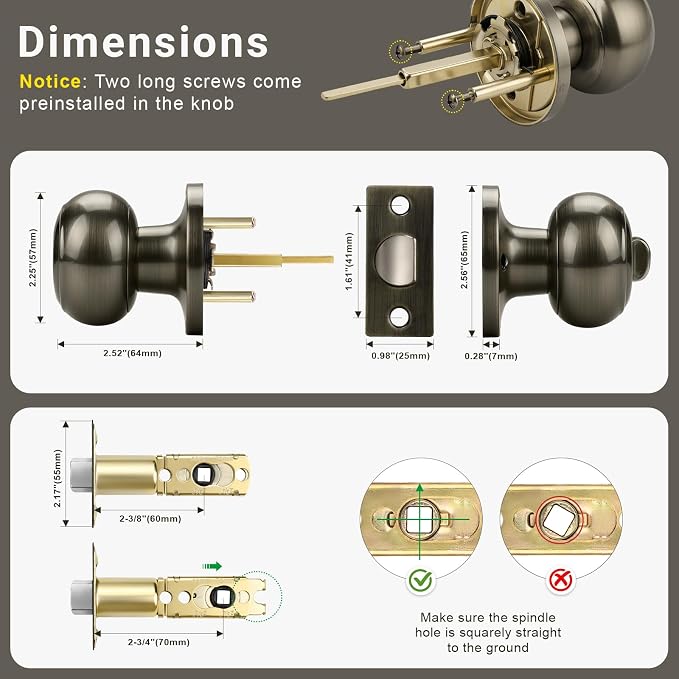 KNOBWELL 6 Pack Privacy Door Knob - Image 3