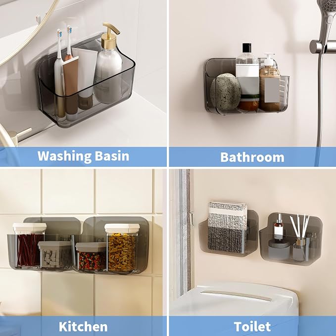Diesisa 2pc Acrylic Wall Mount Organizer, Adhesive Cabinet Door Organizer - Image 6