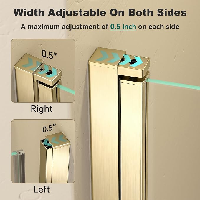 Frameless Pivot Shower Door 33-34" W x 72" H, Pivot Swing Shower Glass Door - Image 3