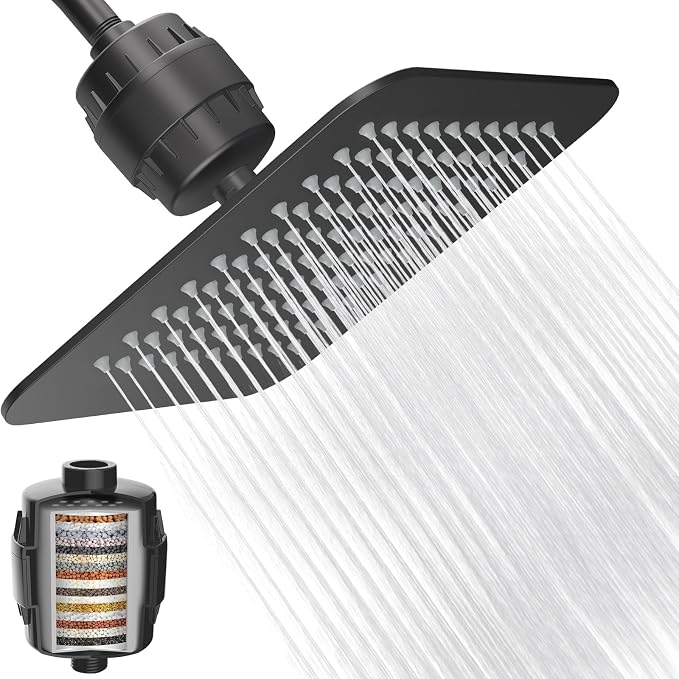 10'' High Pressure Filtered Shower Head Combo 20 Stage Shower Filter by VXV