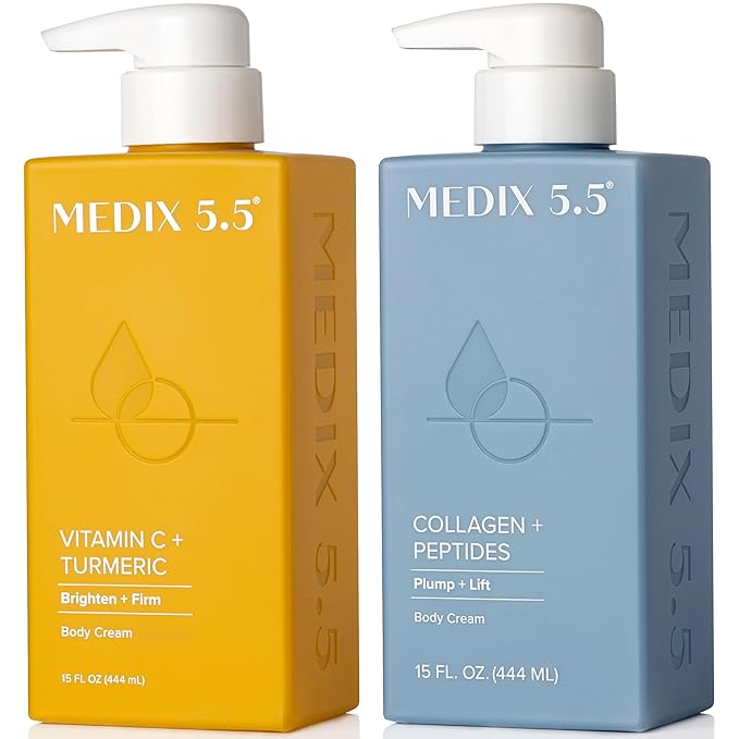 Medix 5.5 Vitamin C Lotion + Collagen Cream Anti Aging Moisturizer Skincare Set by Medix55