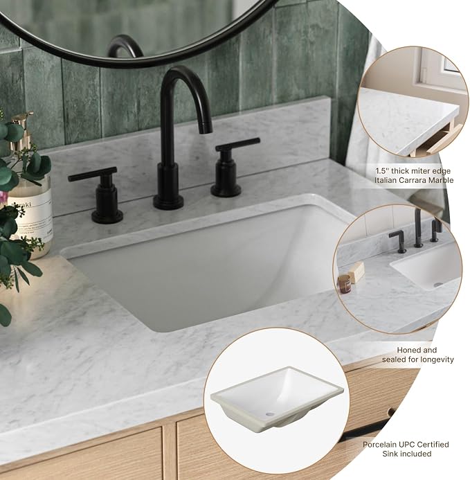 ARIEL Double Bathroom Vanity 73" Inch Oak - Image 5