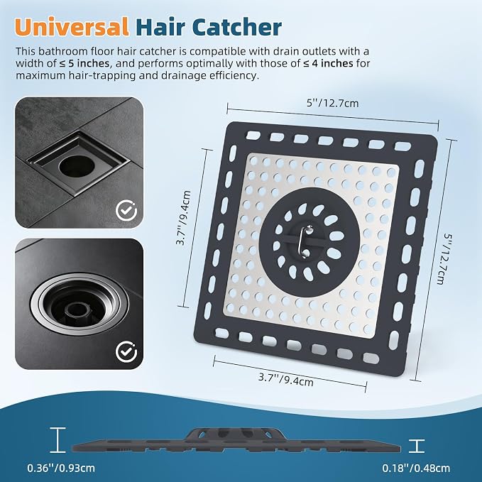Hibbent Upgraded Shower Drain Hair Catcher, Shower Drain Cover - Image 6