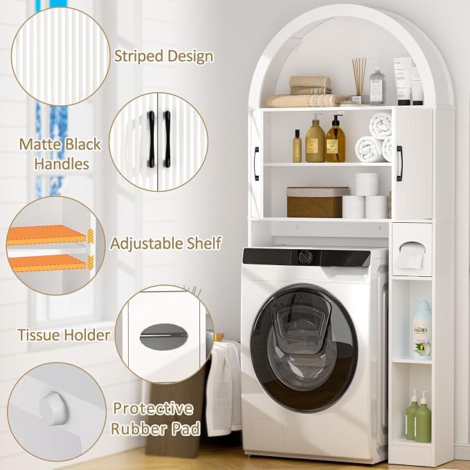 Spurgehom Over The Toilet Storage Cabinet, Bathroom Shelf Organizer Freestanding - Image 4