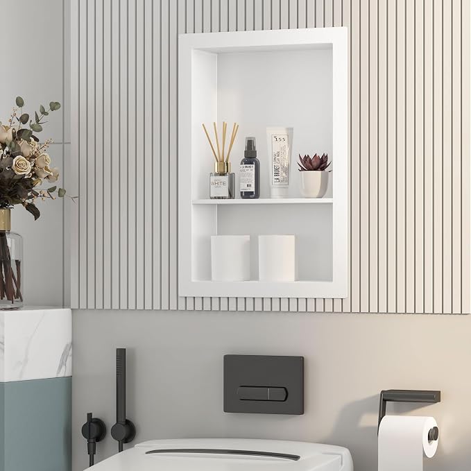12x18 White Shower Niche for Shower Wall, Bathroom Medicine Cabinet Recessed - Image 9
