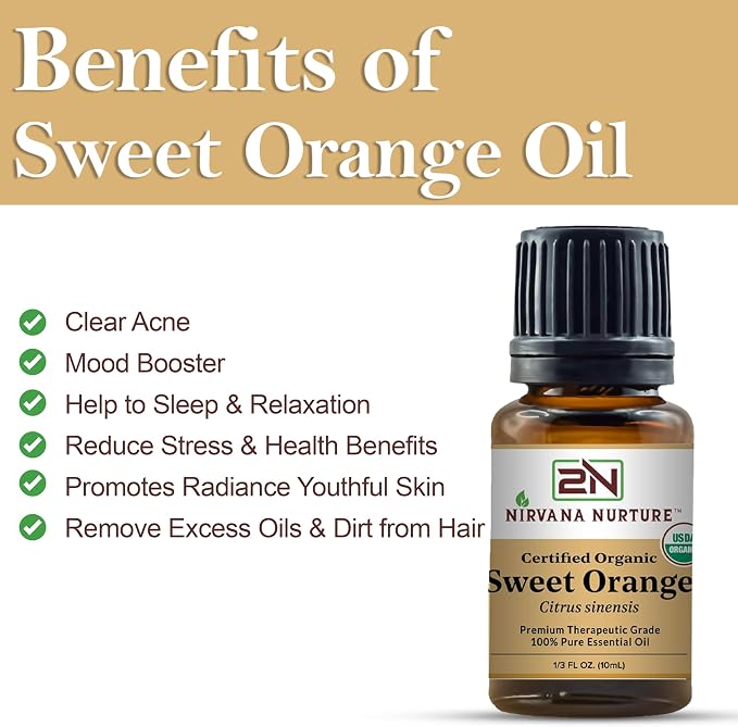 Sweet Orange Essential Oil USDA Certified Organic 100% Pure Premium Therapeutic - Image 3
