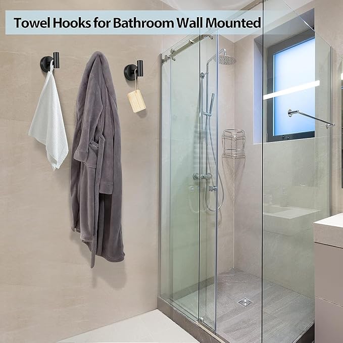 Kruodop Towel Hooks for Bathroom, 2 Packs Wall Mount Towel Holder, Bronze Matte - Image 4