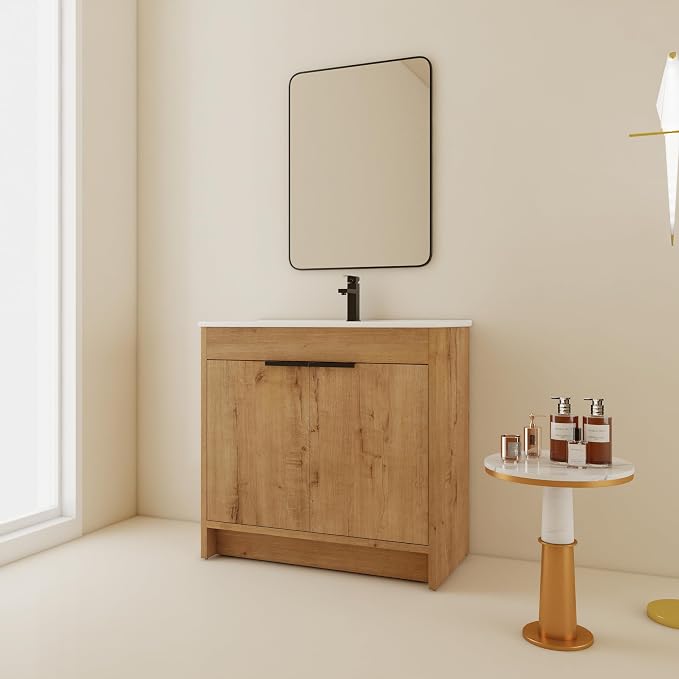 36 inch Bathroom Vanity with Sink, Bathroom Cabinet W/Single Ceramic Sink - Image 4