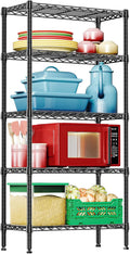 IZEUK 5-Tier Black Metal Storage Shelves, Heavy Duty Wire Shelving Unit by IZEUK