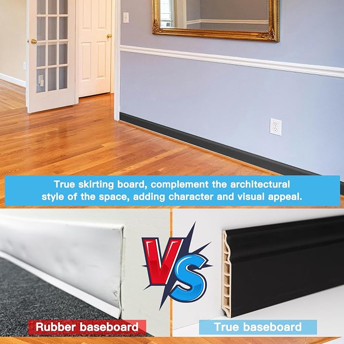 Art3d Wall Baseboard Molding Trim 8-Pack of 56 x 3.2 in., High Impact - Image 4