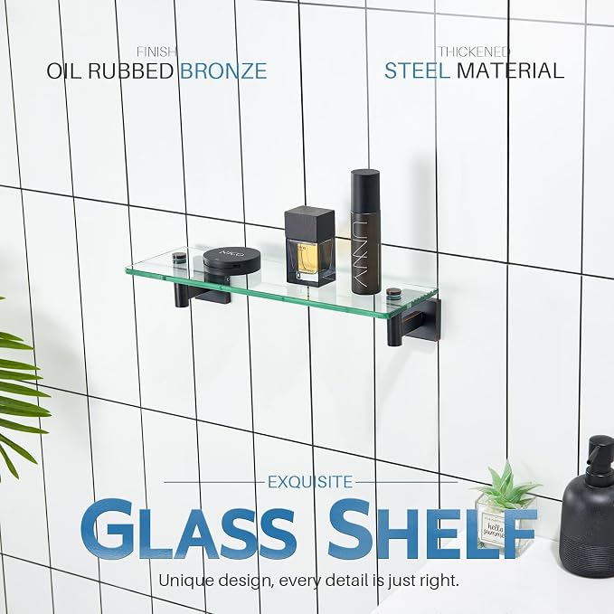 KOKOSIRI Wall Shelves Bathroom Hardware Glass Floating Shelf Small Hanging Rack - Image 3