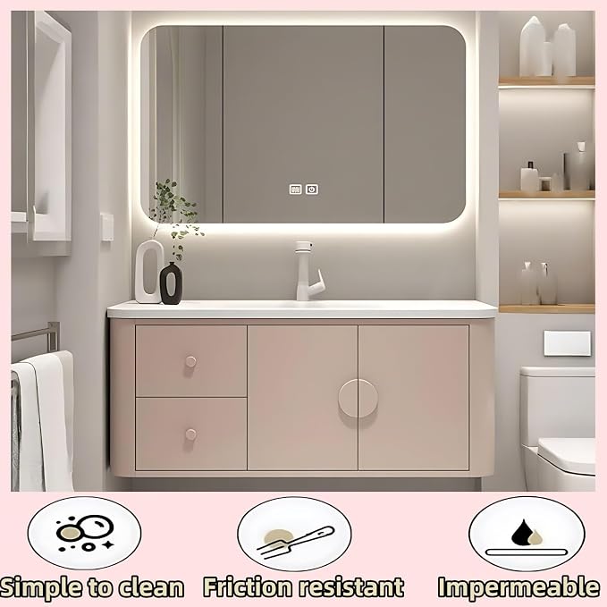 68IN Pink Modern Bathroom Vanity - Image 6