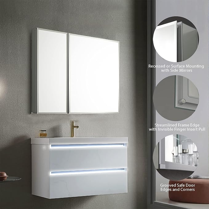 Blossom 25x26 Inch Aluminum Medicine Cabinet - Image 5