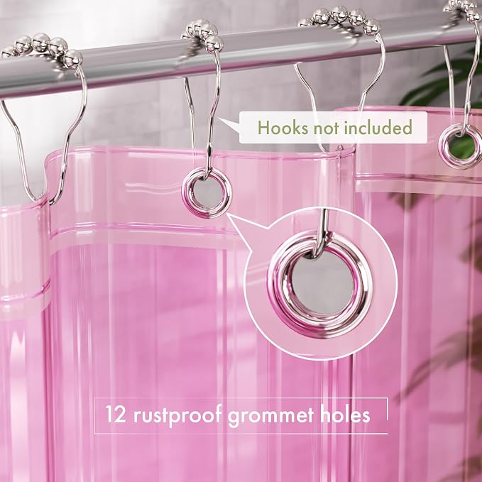 AmazerBath Shower Curtain Liner, 72x72 Transparent Hot Pink Shower Liner - Image 3