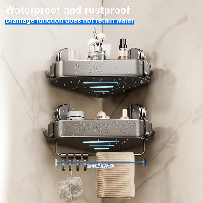 Suction Cup Shower Caddy Corner, 1 Pack Suction Corner Shower Shelves No - Image 4